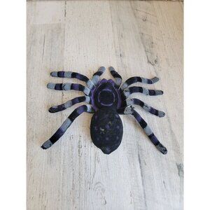 Flocked realistic scary spider purple Halloween home decor